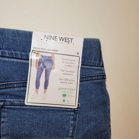 NINE WEST Heidi Pull-on Crop Blue Skinny Jeans Size 6 - Picture 5 of 9